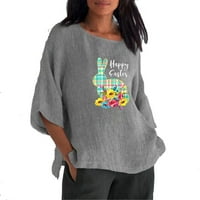 Fanxing pamučne prirodne majice za žene Ležerne prilike cvjetne tunike Torbe Trendy Solid Flowy