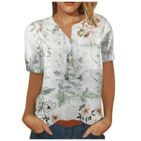 T majice za žene Ljetni vrhovi za žene Ženska rukav okrugli vrat Ležerni cvjetni bluza za ispis