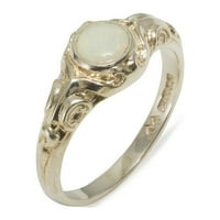 Sterling srebrni pravi originalni Opal Womens Prsten pasijansa - Veličina 11