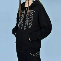 Dabuliu Zip up hoodie Žene Ležerne prilike za prevelike grafičke dukseve za kostur za kostur Y2K Streetwear