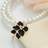 Lijep bijeli cvjetni biserni prsten krug krug prsten modni dizajn angažman crna jedna veličina