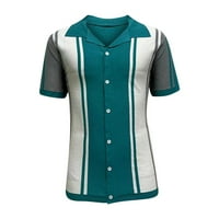 HFYihgf muške polo majice Retro pletena majica 70s Vintage Striped Knit Cardigan majica s kratkim rukavima niz golf majice