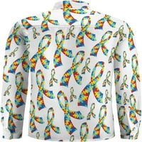 Autism Foodyness Trake Muška košulja dugih rukava dolje Ležerne majice za bluze