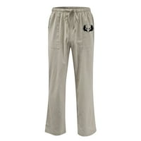 Hinvhai Muške hlače, muškarci Čvrsti elastični pojas Pocket pamučne patelne panele pantalone Sive 18