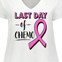 Inktastični zadnjeg dana hemoterapije s ružičastom vrpcom od raka dojke WOOL Plus veličine V-izrez majica