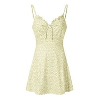 Ženska ljetna boja za tisak Block haljina bez rukava A-line Maxi Mini sandress Yellow XL