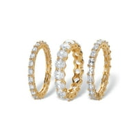 PALMBEACH nakit ovalni, okrugli i princezovni kubični cirkonijski cirkonijski 3-komadni večni prsten