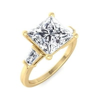 Irving - Moissite Princess Cut Lab Diamond Angažman prsten sa konusnim baguette Sidestones