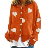 SKPBlutn ženski kardigan džemperi Zimski jeseni ugodni vrhovi ljubavni tisak izrez dugih rukava plus