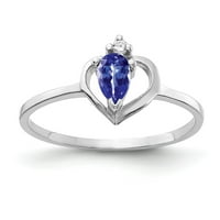 Čvrsta 14k bijelo zlato 5x kruška tanzanite plavi prosinac Gemstone vs Diamond Angažman veličina prstena
