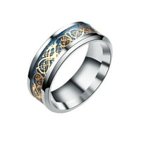 Zmaj od nehrđajućeg prstena od čelika Zmaj Titanijum čelični prsten Zlatni sa srebrnim prstenovima