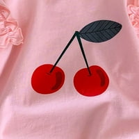 Fattazi Ljetne djevojke Baby Cherry uzorak majica Fly rukava kratki rukav na otvorenom za više godina