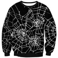 Muška moda Halloween Spider Web 3D print casual dugih rukava labav fit pulover vrhova dukserica
