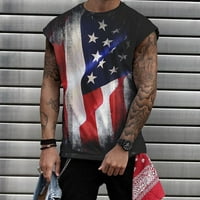 Muška majica Muški povremeni tenkovi Američka zastava Print mišić bez rukava Patriotske teže Cool Work