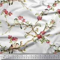 Soimoi bijela pamučna proizvodna tkanina cvjetna i franklin galeb ptice otisak šivaći tkaninski dvorište