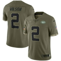 Muški Nike Zach Wilson Olive New York Jets salute za uslugu Limited Jersey