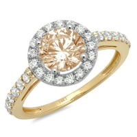 1.86ct okrugli rez braon šampanjac simulirani dijamant 18k bijelo žuto zlato graviranje godišnjice Angažovanje
