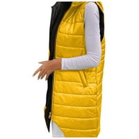 FIMKAUL ženski kardigan džemperi zimski pad plus veličine bez rukava dugi prsluk sa džepovima prekriveni