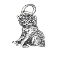 Sterling Silver 24 BO lančani 3D sjedeći mačići mačka privjesak ogrlica