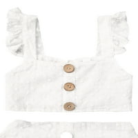 IzhanSan Toddler Baby Girls Ljeto odijelo Rufrirati s ramenu gornji a-linijski suknji set bijela 2-