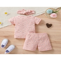 Gupgi Baby Toddler Kid Girl Outfit cvjetni ispis rebrasti kratkih rukava The Majice Elastična struka