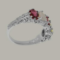 Britanci napravio je 10k bijeli zlatni prirodni ružičasti turmalinski i opal ženski vječni prsten -