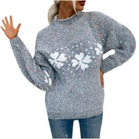 Aoochasliy Womens Dukseri pulover džemper O-izrez džemper u boji Bump snijega Snimanje za šivanje u