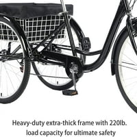 Svestrani tricikl na 3 kotača sa 7-stepenim košarom za prijenos i skladištenje za vrhunsku udobnost