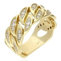 10K Čvrsto žuto zlato stvoreno dijamantski miami link prsten