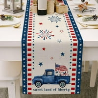 NJSHNMN 12 × Patriotski trkač stola, dan neovisnosti 4. srpnja Dekor kamion za večeru, plava