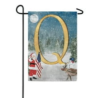 Amerika Zauvijek monogram božićni vrt Pismo o dvostrano SAD Patriotsko snjegović i Santa Božićni dvorište