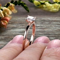 1. Carat Classic Princess Cut Moissite Diamond Solitaire zaručni prsten na 10k ružino zlato