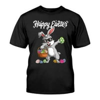Sretne uskrsne majice za muškarce Crewneck Egg Bunny Grafički kratki rukav Tunnic Tunts Ležerne prilike
