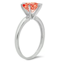 CT sjajan okrugli rez simulirani crveni dijamant 14k bijeli zlatni pasijans prsten sz 10.5