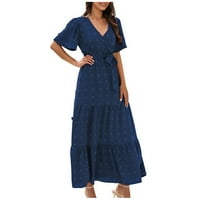 Mikilon ženska ljetna modna kratka rukava s kratkim rukavima boemska dugačka haljina s kratkim rukavima