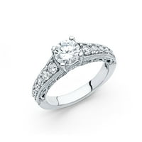 Jewels 14k bijelo zlato okruglo kubične cirkonije CZ zaručničke prstene veličine 11.5