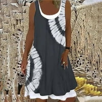 AMLBB Ljetne haljine za žene casual okrugli vrat Žene Plaže Haljine Boho bez rukava Cvjetni print majica