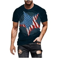 Muške 4. jula 3D Print kratkih rukava T majice Slim Fit American Flow košulje Summer Casual Crewneck Stretch Works Tops Cool Biker odjeća
