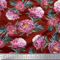 Soimoi Crvena viskoza Šifon tkanina od lišća i cvjetnog tiska Šivenje tkanine BTY Wide