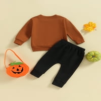 Jaweiwi Toddler Kids Boys Fall Outfits 2T 3T Letter vez dugih rukava dugih rukava i pune boje duge hlače
