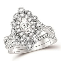 14k bijeli zlatni markizni dijamant Bridal Wedding prsten set CTW