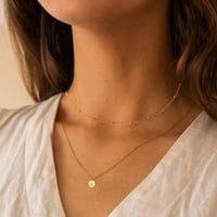 Nakit Ženska modna slova slova srca Ogrlice Kružni dvostruki sloj ogrlice za vrat za žene bakreni e