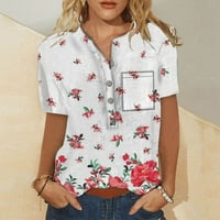 Ženski casual boho cvjetni printirani V izrez kratkih bluza s dugim rukavima