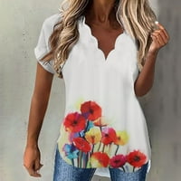 Košulje za žene Ljeto Žene kratki rukav WAVY V izrez cvjetne tiskane košulje TOP Casual Lorese majice