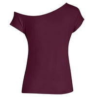 T majice za žene Trendy Dame Off rame Solid boja Nepravilne gornje kratke majice kratkih rukava