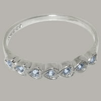 Britanci izrađeni sterling srebrni prirodni akvamarinski ženski Obećani prsten - Opcije veličine - Veličina