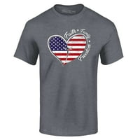 Shop4ever Heirova Faith Family Freedom Američka zastava Srce USA Grafička majica XX-veliki ugljen