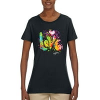 Šarene Rainbow Boja Love Srednja odjeća Ženska grafička majica, Crna, X-velika