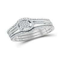 10k bijeli zlatni dijamantski klaster bridalni vjenčani prsten set CTTW