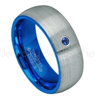 2-tonska kupola Plava IP unutrašnji tungsten prsten - 0,07ct Solitaire Blue Sapphire Ring - Personalizirani